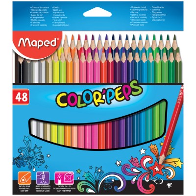 Карандаши цветные Maped "Color Pep`s" 48 цв., трехгран., заточен., картон, европодвес Артикул 832048