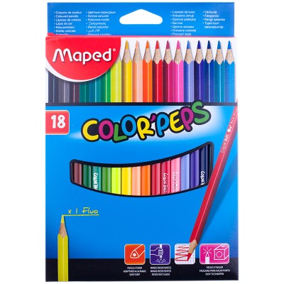 Карандаши цветные Maped "Color Peps", 18цв., трехгран., заточен., картон, европодвес Артикул 183218