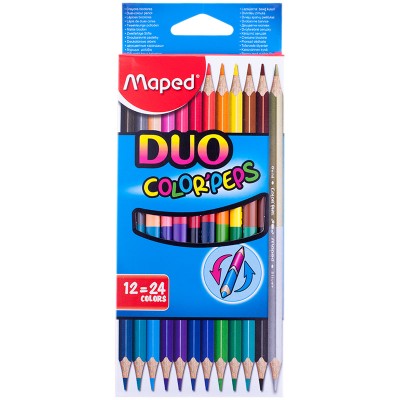 Карандаши цветные двусторонние Maped "Color Peps", 24цв., 12шт., трехгран., заточ., картон,европодв. Артикул 829600