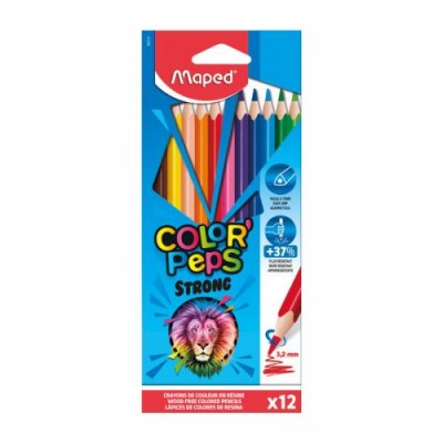 Карандаши цветные пластиковые Maped "Color'Peps Strong" 12цв.,трехран., заточен., картон, европодвес Артикул 862712