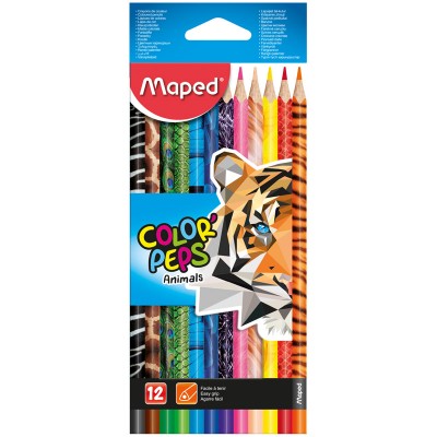 Карандаши цветные Maped "Color Peps Animals", 12цв., трехгран., заточен., картон, европодвес Артикул 832212