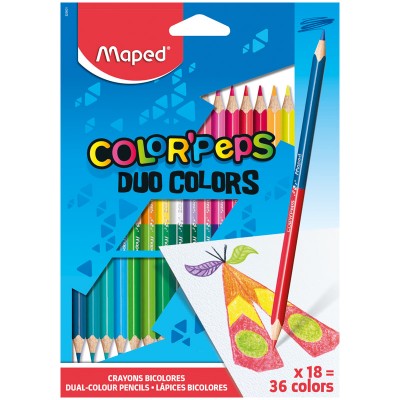 Карандаши цветные двусторонние Maped "Color Peps", 36цв., 18шт., трехгран., заточ., картон,европодв. Артикул 829601
