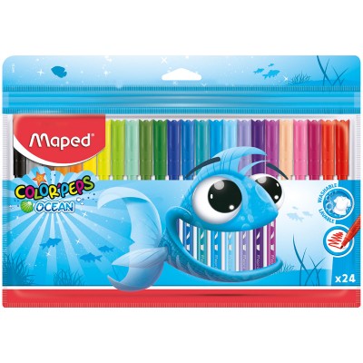 Фломастеры Maped "Color Pep's Ocean", 24цв., смываемые, ПВХ, европодвес Артикул 845722