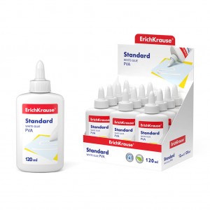 Клей ПВА ErichKrause® Standard, 120мл (в дисплее по 12 шт.)
