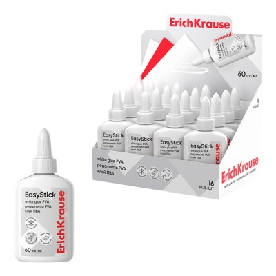 Клей ПВА ErichKrause® Standard, 60мл (в дисплее по 16 шт.) Артикул 48723