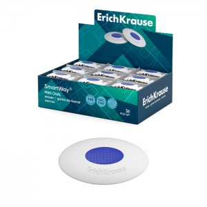Ластик с пластиковым держателем ErichKrause® Smart Mini Oval (в пакете с европодвесом) (в коробке по 36 шт.)