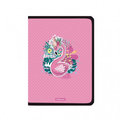 Папка для тетрадей на молнии пластиковая ErichKrause® Rose Flamingo, А4+ (в пакете по 4 шт.) Артикул 52838