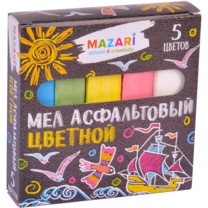 Мел асфальтовый цветной, 5 цветов, карт.коробка