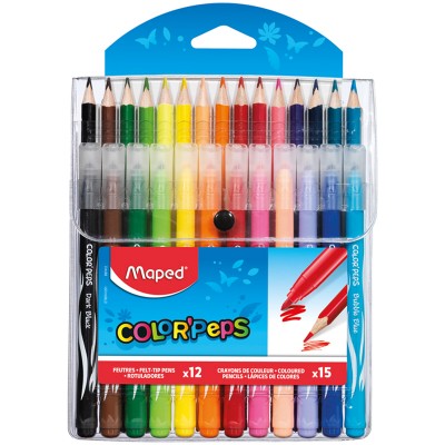 Набор для рисования Maped "Color'Peps" 12 фломастеров+15 карандашей, пласт. футляр Артикул 897412