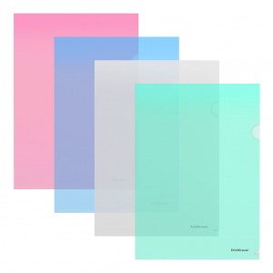 Папка-уголок пластиковая ErichKrause® Glossy Classic, A4, ассорти (в пакете по 12 шт.)
