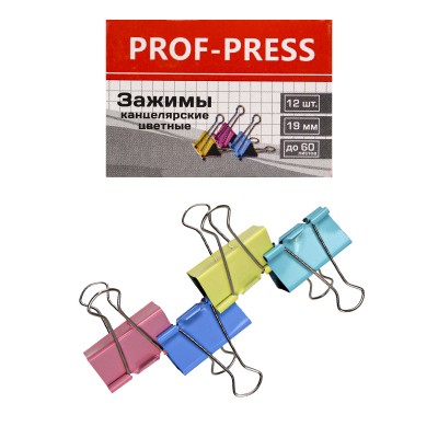Зажим для бумаг Цветной , 19мм Артикул ЗК-4172