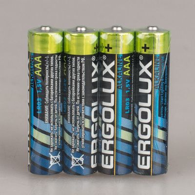 Элемент питания Ergolux LR03 Alkaline SR4 (LR03 SR4, 1,5B) Артикул 14281