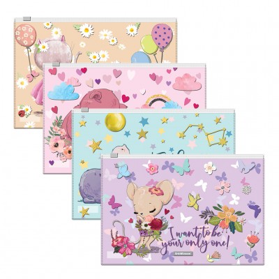 Zip-пакет пластиковый ErichKrause® Cute Animals, B5, ассорти (в пакете по 12 шт.) Артикул 54923