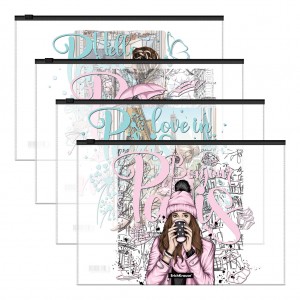 Zip-пакет пластиковый ErichKrause® Dreamy Girls, A4, ассорти (в пакете по 12 шт.)