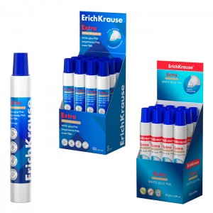 Клей ПВА ErichKrause® Extra, 50мл (в дисплее по 12 шт.)