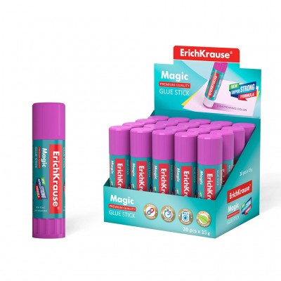 Клей-карандаш ErichKrause® Magic, 15г (в коробке-дисплее по 20 шт.) Артикул 4446