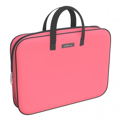 Папка текстильная на молнии ErichKrause® с ручками Neon® Coral, A4+ Артикул 54669