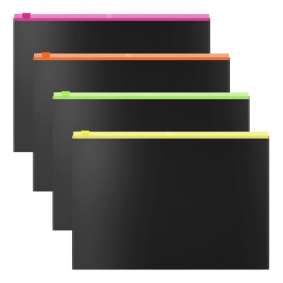 Zip-пакет пластиковый ErichKrause® Matt Accent, A4, ассорти (в пакете по 12 шт.) Артикул 54953