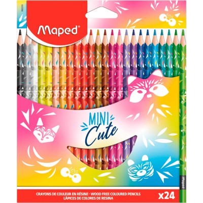 MINI CUTE Цветные карандаши декорированные, пластиковые, 24 цвета, в картонной коробке с подвесом Артикул 862203