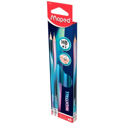 NIGHTFALL Карандаш чернографитный с ластиком, пластиковый, HB, треугольный, декорированный, в упаковке с подвесом, 6 шт. Артикул 851807