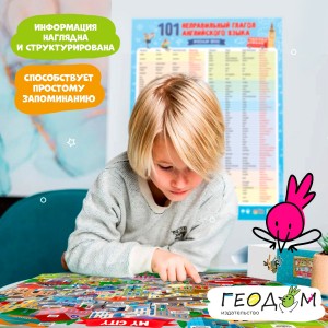 Набор обучающих плакатов. 101 неправильный глагол+My house/Мой дом+My city/Мой город.