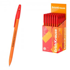 Ручка шариковая ErichKrause® R-301 Orange Stick 0.7, цвет чернил красный (в коробке по 50 шт.)