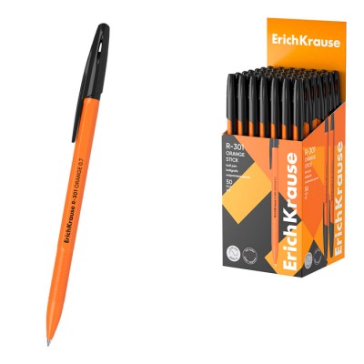 Ручка шариковая ErichKrause® R-301 Orange Stick 0.7, цвет чернил черный (в коробке по 50 шт.) Артикул 43195