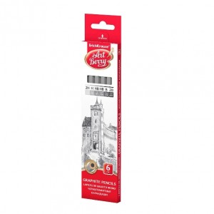 Чернографитные шестигранные карандаши ArtBerry® HB, B, 2B, 4B, 6B, 8B (в коробке 6 шт.)