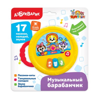Музыкальный барабанчик Желтый Артикул 3113А
