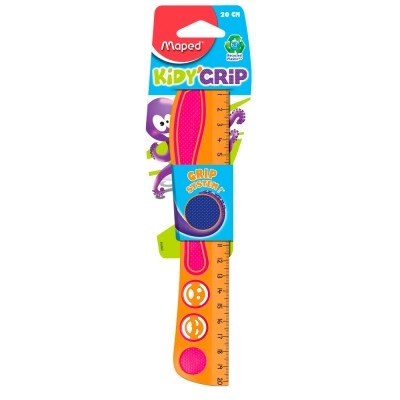 KIDY'GRIP Линейка 20см, комбинация цветного пластик с резиновой вставкой, нескользящая, с трафаретами Артикул 278710
