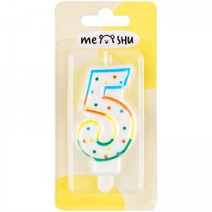 Свеча для торта с держателем MESHU "Цифра 5", 8,5см, блистер