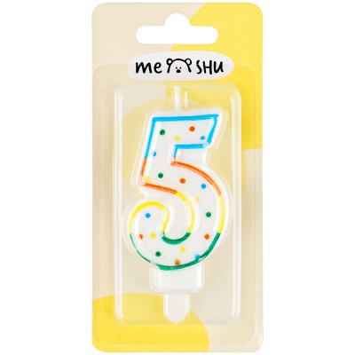 Свеча для торта с держателем MESHU "Цифра 5", 8,5см, блистер Артикул MS_32385