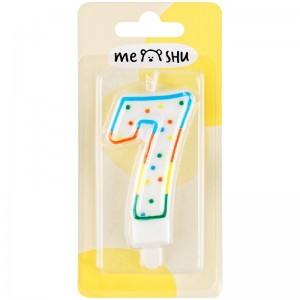 Свеча для торта с держателем MESHU "Цифра 7", 8,5см, блистер