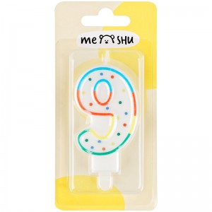 Свеча для торта с держателем MESHU "Цифра 9", 8,5см, блистер