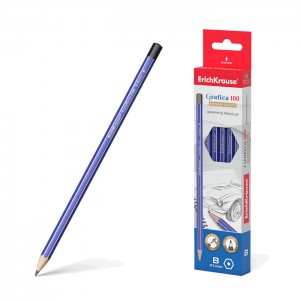 Чернографитный шестигранный карандаш  ErichKrause® Grafica 100 B (в коробке по 12 шт.)