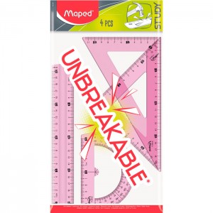 STUDY UNBREAKABLE Набор суперпрочных принадлежностей для черчения, 4 предмета, в пакете с подвесом