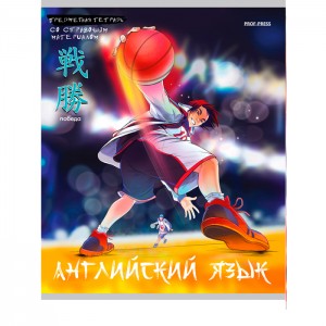 Тетрадь КЛЕТКА 48л. АНГЛИЙСКИЙ ЯЗЫК «АНИМЕ» стандарт, холод фольга, софт-тач