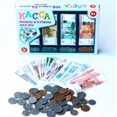 Игра обучающая "Касса. Монеты и купюры для игр"  Артикул 3631