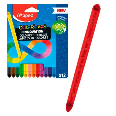 Цветные карандаши COLOR'PEPS INFINITY из ударопрочного грифеля, треугольные, 12 цветов, в коробке с подвесом Артикул 861600