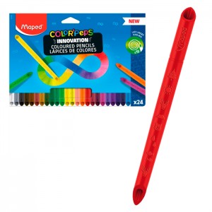 Цветные карандаши COLOR'PEPS INFINITY из ударопрочного грифеля, треугольные, 24 цвета, в коробке с подвесом