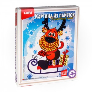 Картина из пайеток "Новогодний оленёнок"
