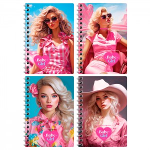 Записная книжка А6, 80л. на гребне BG "Pink girls"