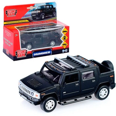 Машина металл HUMMER H2 PICKUP МАТОВЫЙ 12 см, двери, багажн, черный, кор. Технопарк