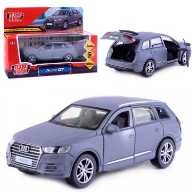 Машина металл AUDI Q7 МАТОВЫЙ длина 12 см, двер, багаж, инерц, серый, кор. Технопарк