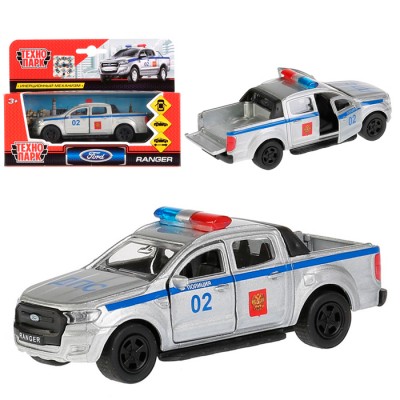 Машина металл FORD ranger ПИКАП полиц., 12 см, дв., багаж., инерц., кор. Технопарк