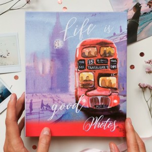 Фотоальбом на 200 фото 10х15 см, пластик. листы "watercolor travel" Лондон