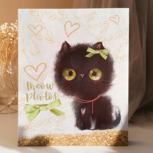 Фотоальбом на 200 фото 10х15 см, пластик. листы "sweet kittens" Чёрный котёнок