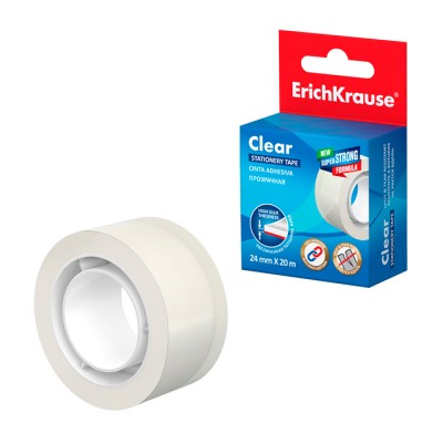 Клейкая лента ErichKrause Clear, прозрачная, 24ммх20м (в коробке по 1 шт.)