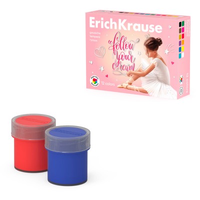 Гуашь ErichKrause Pointes 12 цветов по 20 мл (в коробке 12 шт)