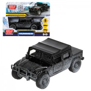 Машина металл HUMMER h1 ПИКАП в снегу, 12 см, дв., баг., инерц., кор. Технопарк